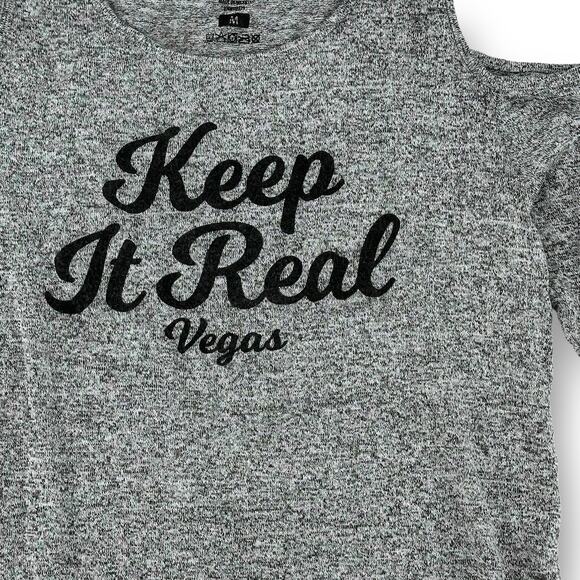 Keep It Real MGM Las Vegas Cold Shoulder Souvenir Shirt Womens Size Medium - Picture 2 of 6